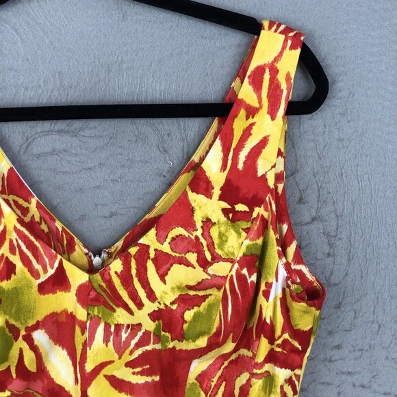 Lauren Ralph Lauren Dress Womens 14 Yellow Red Abstract Mod Sundress NEW - Picture 12 of 16